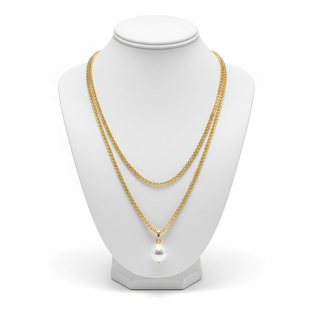INC International Concepts Gold-Tone Layered Necklace with Pearl Pendant - Picture 1 of 5